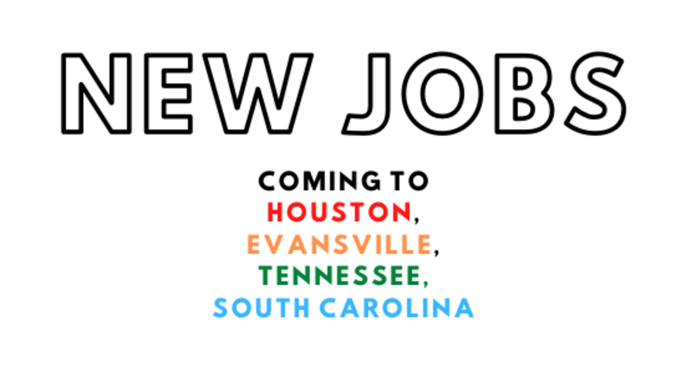 New jobs for Houston, Evansville, TN, SC Jobstories
