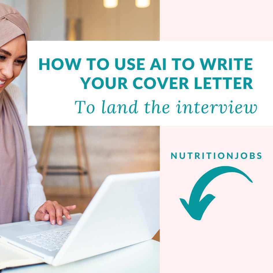 photo of woman at white laptop computer smiling with the title: How To Use AI To Write Your Cover Letter