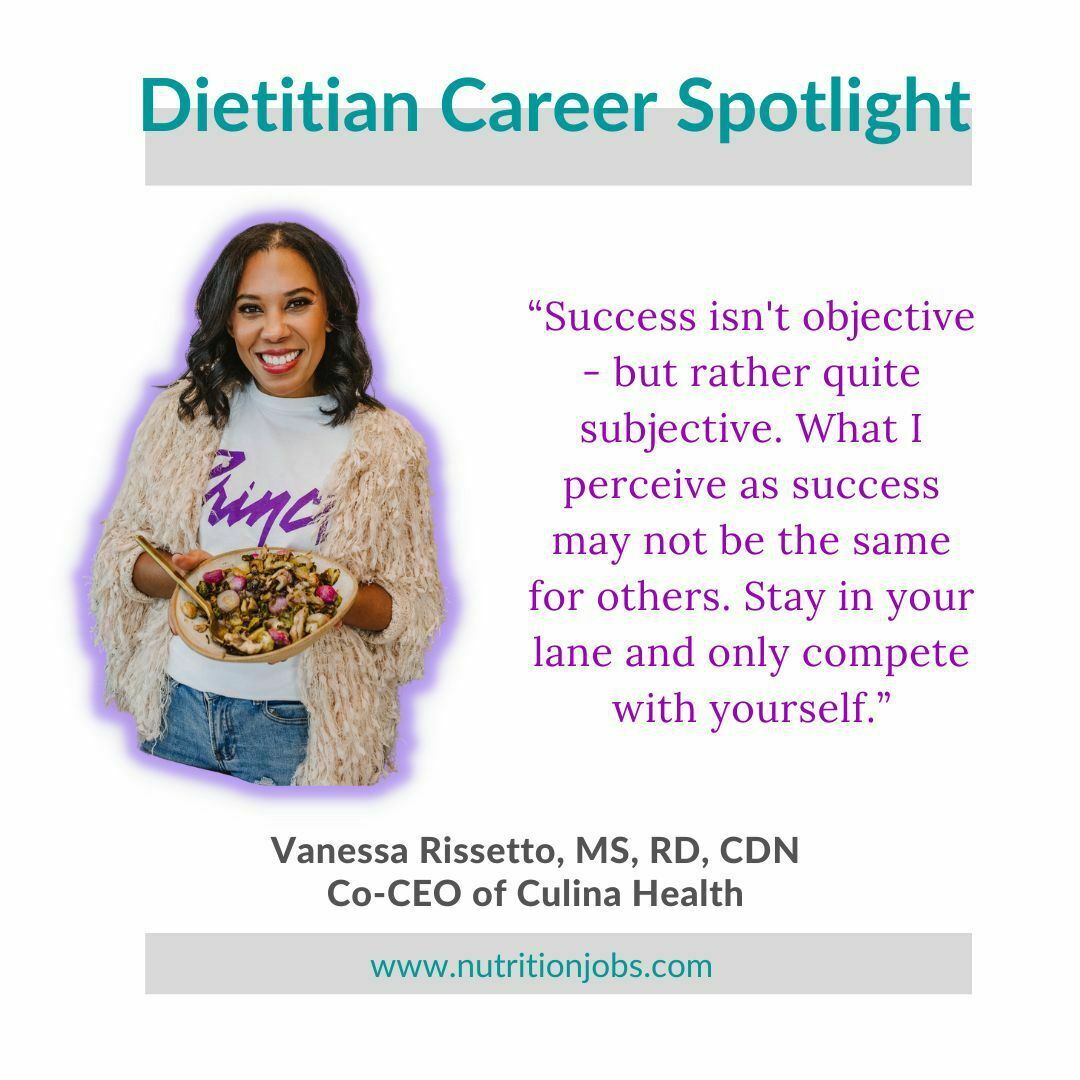 picture of vanessa rissetto with her quote, success isn't objective - but rather subjective...
